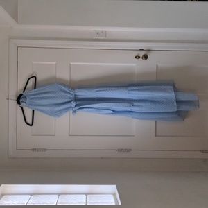 Pretty Garden Halter Baby Blue Textured Low Back Maxi Dress Size M (Fits like L)